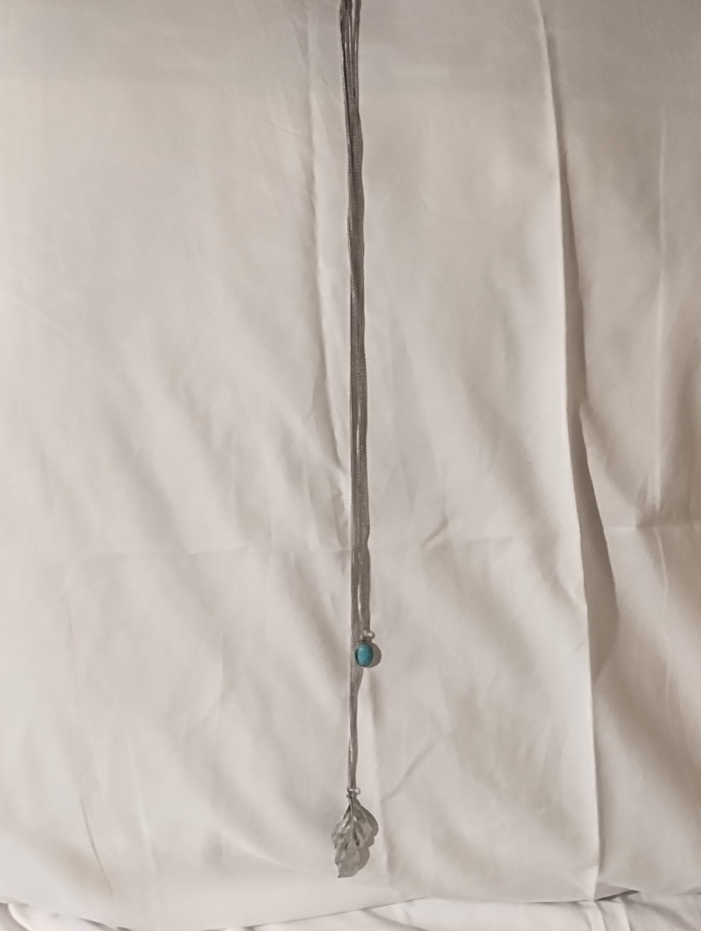 Unbranded Silver-Tone Hair Lariat with Turquoise Bead and Leaf Charm.